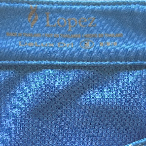 Lopez Delux Dri Blue Dots Sleeveless Golf Polo Top Rhinestone Zipper Pull Sz M - Picture 13 of 15